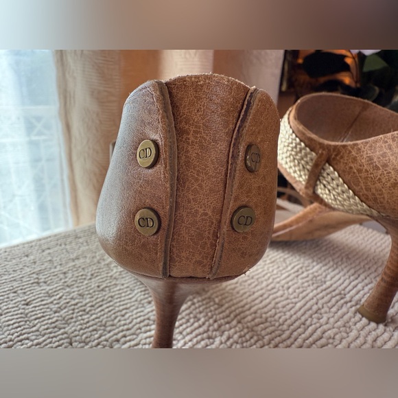 Authentic DIOR Camel Brown Leather High Heels Sandals ,size 37.5 - Picture 11 of 13